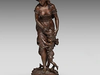 Charles georges ferville-suan (1847-1925), 'traces du loup', patinated bronze 75 cm. (29.53 in.)