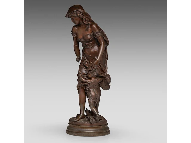 Charles georges ferville-suan (1847-1925), 'traces du loup', patinated bronze 75 cm. (29.53 in.) - afbeelding 2 van  7