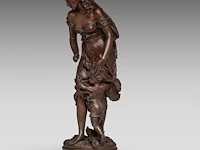 Charles georges ferville-suan (1847-1925), 'traces du loup', patinated bronze 75 cm. (29.53 in.) - afbeelding 2 van  7