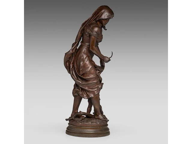 Charles georges ferville-suan (1847-1925), 'traces du loup', patinated bronze 75 cm. (29.53 in.) - afbeelding 4 van  7