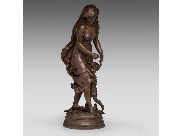 Charles georges ferville-suan (1847-1925), 'traces du loup', patinated bronze 75 cm. (29.53 in.) - afbeelding 5 van  7