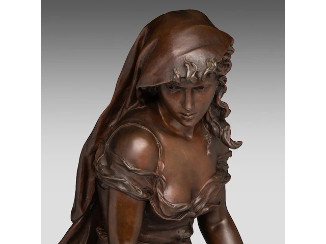 Charles georges ferville-suan (1847-1925), 'traces du loup', patinated bronze 75 cm. (29.53 in.) - afbeelding 6 van  7