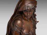 Charles georges ferville-suan (1847-1925), 'traces du loup', patinated bronze 75 cm. (29.53 in.) - afbeelding 6 van  7