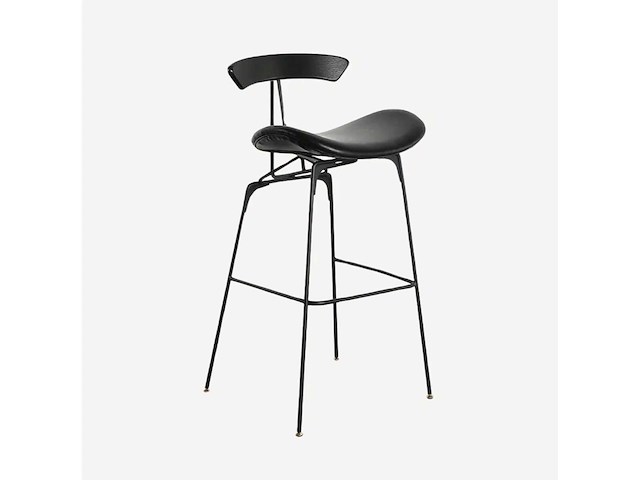 Chehoma houten stoel + golfkruk 75 cm zwart + 2 lage tolix zwarte en zilveren krukken - afbeelding 2 van  9