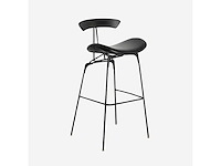 Chehoma houten stoel + golfkruk 75 cm zwart + 2 lage tolix zwarte en zilveren krukken - afbeelding 2 van  9
