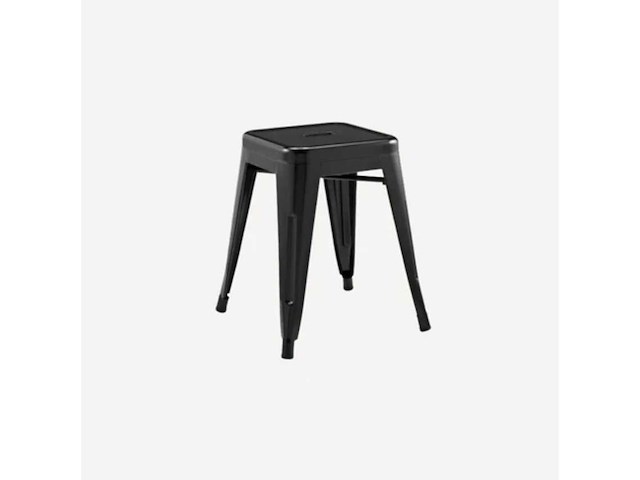 Chehoma houten stoel + golfkruk 75 cm zwart + 2 lage tolix zwarte en zilveren krukken - afbeelding 4 van  9