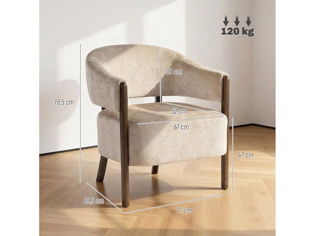 Chenille loungestoel, gestoffeerde stoel - afbeelding 3 van  6