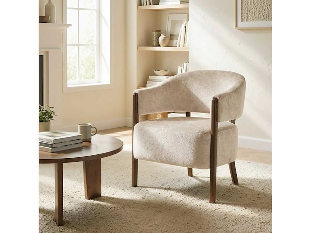 Chenille loungestoel, gestoffeerde stoel - afbeelding 6 van  6