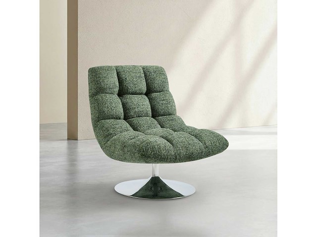 Chenille stoffen & chroom metalen draaistoel - gemengd groen - afbeelding 3 van  5