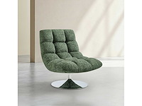Chenille stoffen & chroom metalen draaistoel - gemengd groen - afbeelding 3 van  5