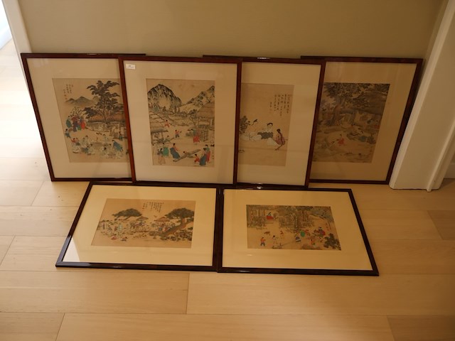 Chineese lithographie (6x) - afbeelding 1 van  10