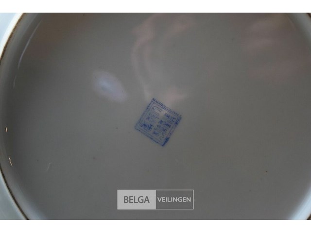 Chinese bloempot ø32cm met koi tekening + bord - afbeelding 6 van  6