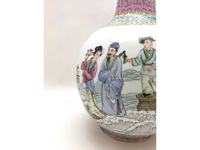 Chinese famille rose bottle vase ‘eight immortals’ - porcelain - china - afbeelding 2 van  38