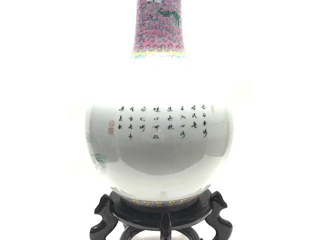 Chinese famille rose bottle vase ‘eight immortals’ - porcelain - china - afbeelding 31 van  38