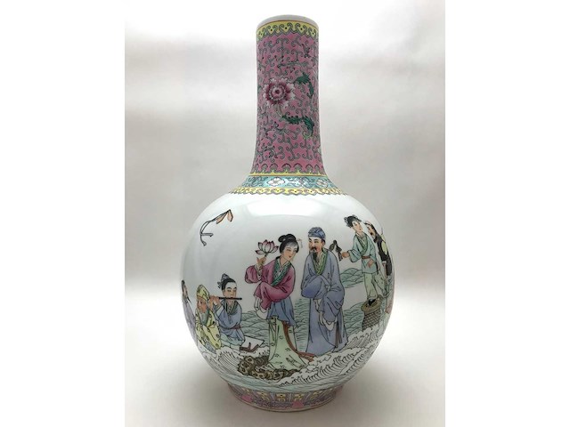 Chinese famille rose bottle vase ‘eight immortals’ - porcelain - china - afbeelding 34 van  38