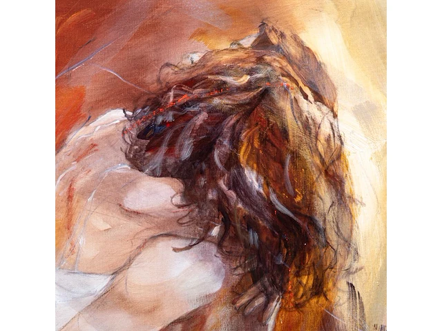 Christine comyn (1957), 'meeting again', oil on canvas 120 x 100 cm. (47.24 x 39.36 in.), frame: 140 x 120 cm. (55.11 x 47.24 in.) - afbeelding 2 van  12