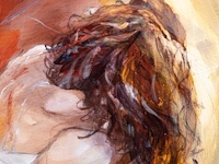 Christine comyn (1957), 'meeting again', oil on canvas 120 x 100 cm. (47.24 x 39.36 in.), frame: 140 x 120 cm. (55.11 x 47.24 in.) - afbeelding 2 van  12