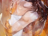 Christine comyn (1957), 'meeting again', oil on canvas 120 x 100 cm. (47.24 x 39.36 in.), frame: 140 x 120 cm. (55.11 x 47.24 in.) - afbeelding 3 van  12
