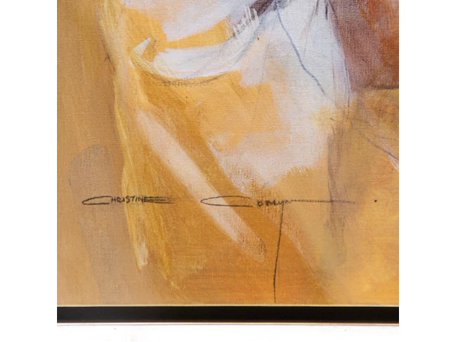 Christine comyn (1957), 'meeting again', oil on canvas 120 x 100 cm. (47.24 x 39.36 in.), frame: 140 x 120 cm. (55.11 x 47.24 in.) - afbeelding 4 van  12