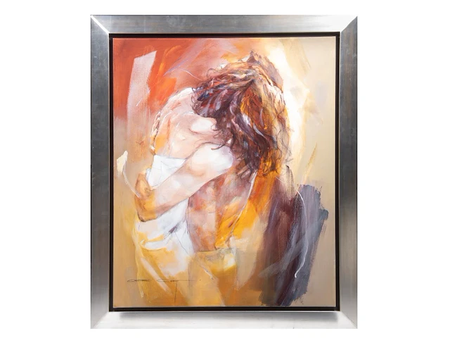 Christine comyn (1957), 'meeting again', oil on canvas 120 x 100 cm. (47.24 x 39.36 in.), frame: 140 x 120 cm. (55.11 x 47.24 in.) - afbeelding 5 van  12