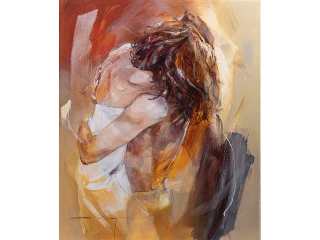 Christine comyn (1957), 'meeting again', oil on canvas 120 x 100 cm. (47.24 x 39.36 in.), frame: 140 x 120 cm. (55.11 x 47.24 in.) - afbeelding 10 van  12
