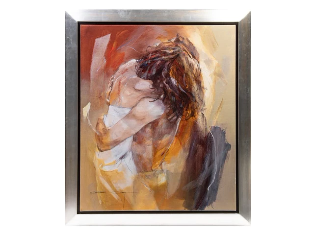 Christine comyn (1957), 'meeting again', oil on canvas 120 x 100 cm. (47.24 x 39.36 in.), frame: 140 x 120 cm. (55.11 x 47.24 in.) - afbeelding 11 van  12