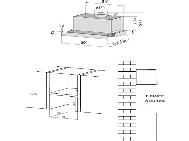 Ciarra aws6906d platte afzuigkap - afbeelding 2 van  5