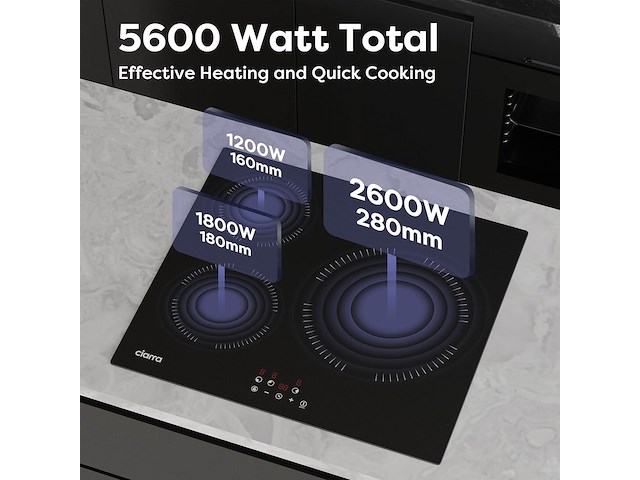 Ciarra cabbih3-a inbouw inductieplaat (3 zones) - afbeelding 5 van  6