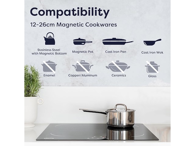 Ciarra cabbih4-c inbouw inductiekookplaat (4 zones) - afbeelding 3 van  7