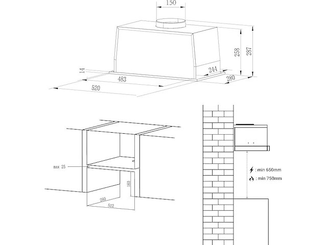 Ciarra cbcb5931b inbouwafzuigkap (52cm) - afbeelding 2 van  2