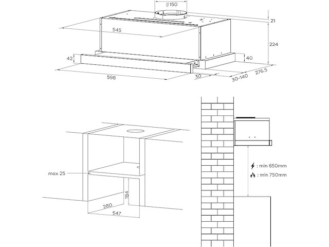 Ciarra cbcb6909a a+ afzuigkap (60 cm) - afbeelding 3 van  8