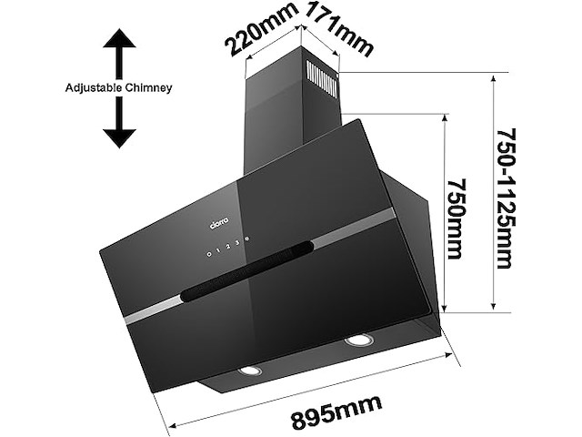 Ciarra cbcb9736f schuine afzuigkap (90cm) - afbeelding 3 van  6