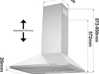 Ciarra cbcs6201 wandfzuigkap (60cm) - afbeelding 2 van  7