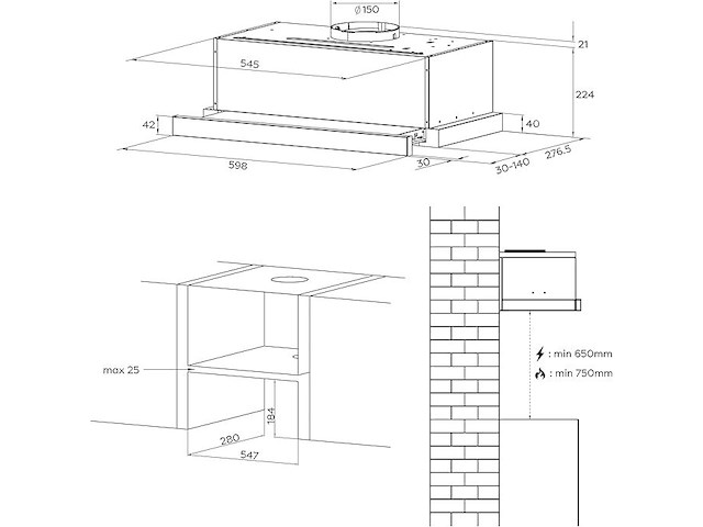 Ciarra cbcs6909a a+ afzuigkap (60 cm) - afbeelding 11 van  14