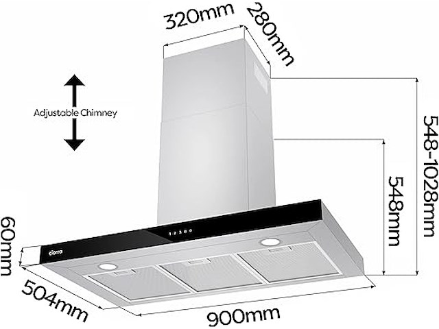 Ciarra cbcs9102 a+++ afzuigkap (90cm) - afbeelding 4 van  4