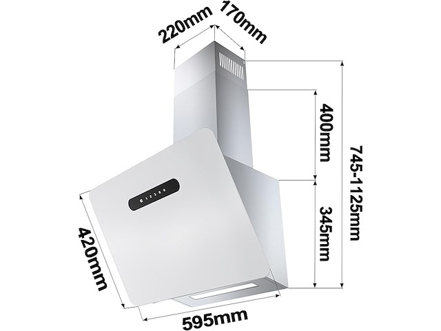 Ciarra cbcw6736k hoekige afzuigkap (60 cm) - afbeelding 2 van  7