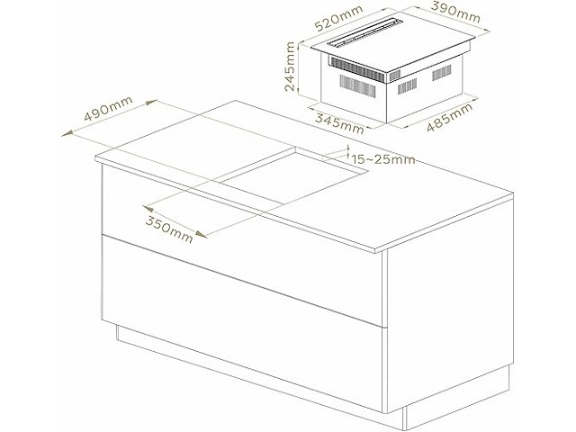 Ciarra one cbbeh392b inductiekookplaat met afzuigsysteem (39 cm) - afbeelding 3 van  5