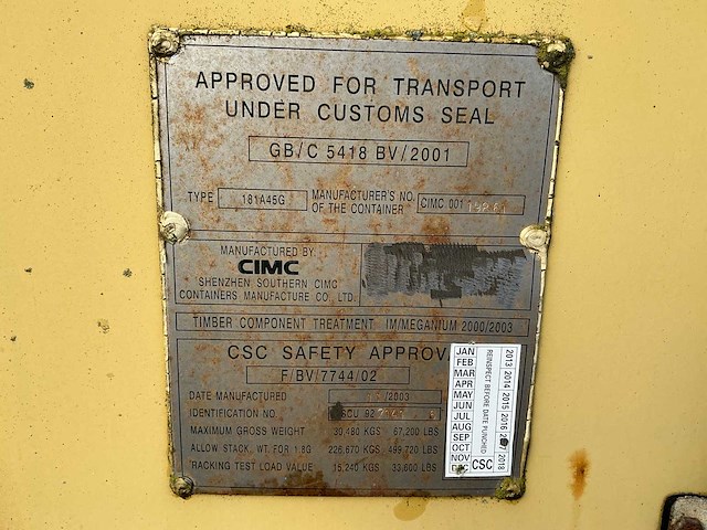 Cimc zeecontainer 40 voet - afbeelding 8 van  30