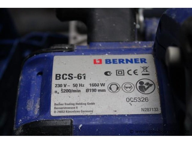 Cirkelzaag - berner - bcs-61 1600w - afbeelding 2 van  2