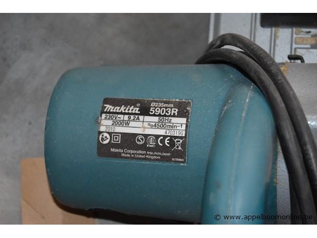 Cirkelzaag, makita, 5903r, 230v, 2000w, werking niet gekend - afbeelding 2 van  2