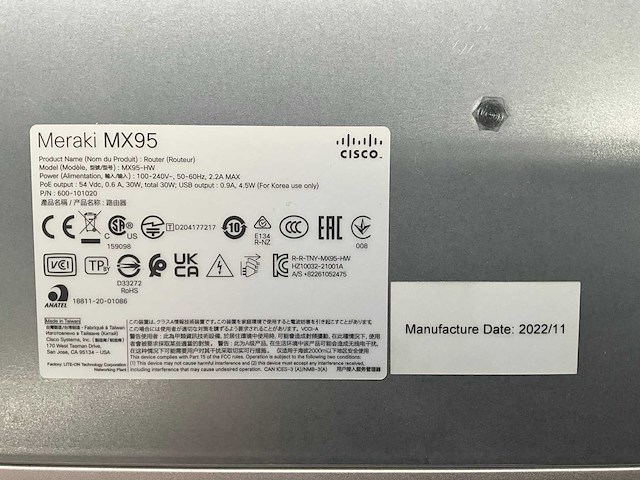 Cisco meraki mx95 firewall - afbeelding 4 van  4