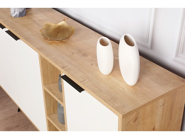 Clara console | 100% melamine | eiken, wit - afbeelding 1 van  8