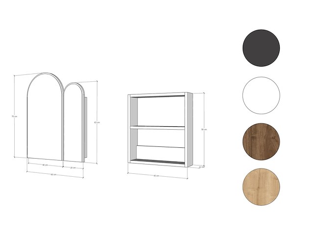 Classe cabinet badkamerkast | 100% mdf | zwart - afbeelding 4 van  7