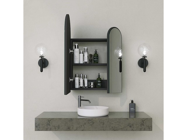 Classe cabinet badkamerkast | 100% mdf | zwart - afbeelding 7 van  7