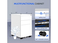 Classeur 3 tiroirs, coffre de bureau à roulettes - afbeelding 3 van  7