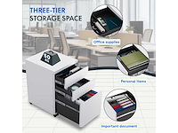 Classeur 3 tiroirs, coffre de bureau à roulettes - afbeelding 5 van  7