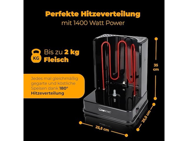 Clatronic verticale kebab-multigrill - afbeelding 2 van  4