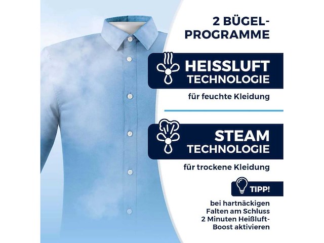 Cleanmaxx automatische overhemdstrijkijzer met stoomfunctie - afbeelding 5 van  6
