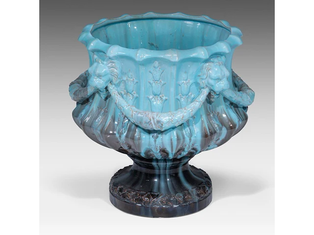 Clément massier (1844/45-1917), a turquoise-glazed ceramic jardinière and a chimera stand 120 cm. (47.24 in.) - afbeelding 3 van  13