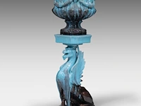 Clément massier (1844/45-1917), a turquoise-glazed ceramic jardinière and a chimera stand 120 cm. (47.24 in.)